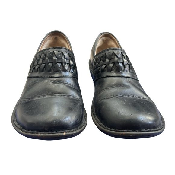 UGG Anila Black Leather Wool Lined Slip On Clog Size 9 - Picture 4 of 11